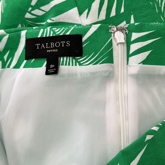 Talbots Women’s Palm Tree Leaf Green/White Tropical Print Skirt Sz 8P - Picture 5 of 8